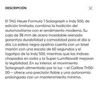 Reloj TAG Heuer Formula 1 Indy 500