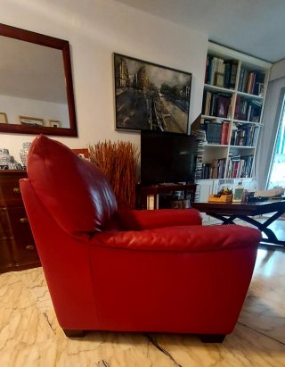 Sillón de piel rojo vino
