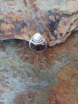 Anillo Plata Ley Circonitas y Perla
