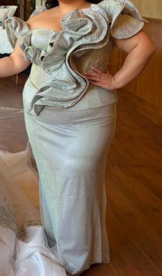 Vestido Gitano Azul Plateado Talla XXXL