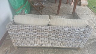 Divano a due posti in rattan per giardino beige/grigio