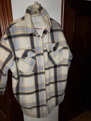 Chaqueta cuadros beige y azul Talla L