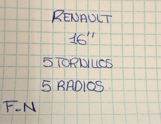 Tapacubos Renault 16”