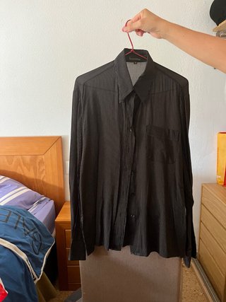 Camisa Lasserre Negra Rayas Blancas Talla M