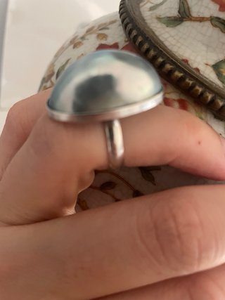 Anillo Plata Perla Filipina Gris