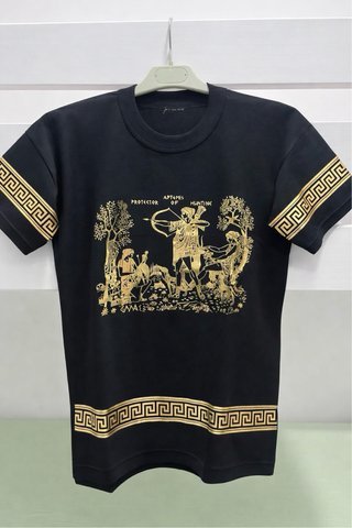 Camiseta Negra Estilo Griego Dorado