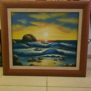 Cuadro de paisaje marino al atardecer