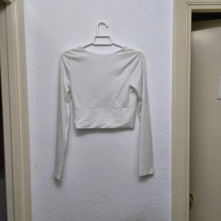 Top blanco manga larga cruzado