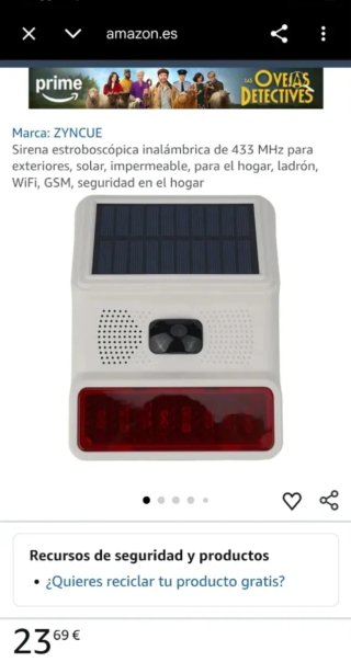 Sirena estroboscópica inalámbrica 433 MHz