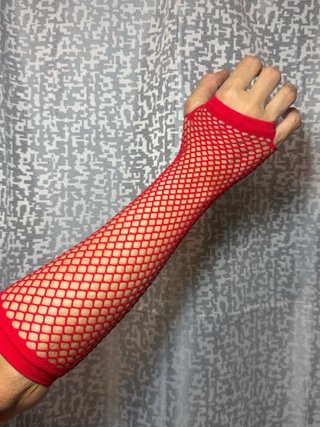 Guantes de rejilla largos rojos