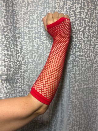 Guantes de rejilla largos rojos