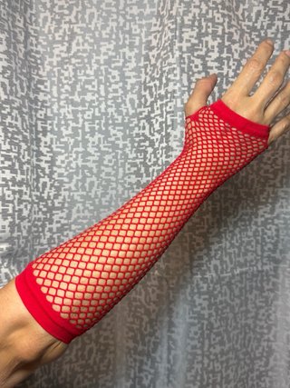 Guantes de rejilla largos rojos