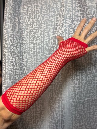 Guantes de rejilla largos rojos