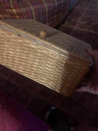 Cajita costurero mimbre forrado