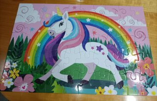 Puzzle infantil unicornio y dinosaurio fosforito