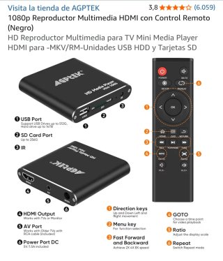 AGPTEK Reproductor Multimedia HDMI 1080p