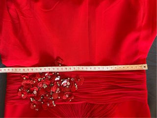 Vestido fiesta largo rojo adornos T36/S