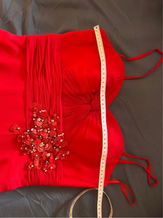 Vestido fiesta largo rojo adornos T36/S