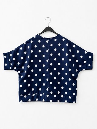 Blusa Olivia Moda Lunares Blancos Azul Marino