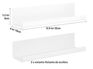 Juego 2 Baldas Pared Acrílico Sin Agujeros