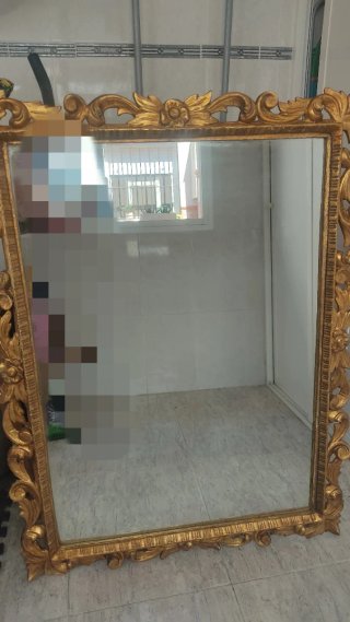 Espejo de pared estilo barroco dorado siglo xx
