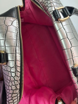 Bolso Teria Yabar Piel Serpiente Plata Negro