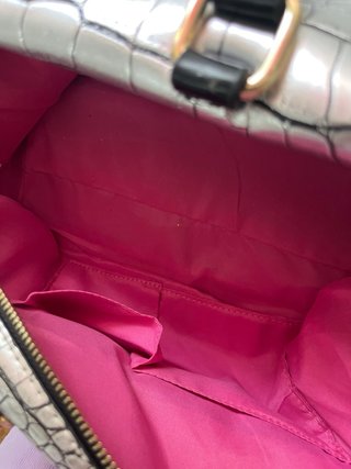 Bolso Teria Yabar Piel Serpiente Plata Negro