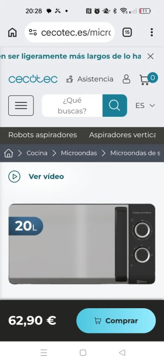 Microondas Cecotec 1 año uso, en garantía
