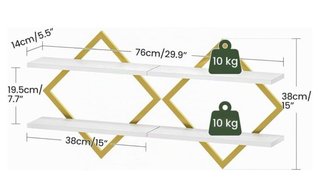 Estanterías doradas y blancas de madera y metal