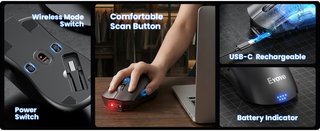 EYOYO EY-045 Mouse + 2D Barcode Scanner BT