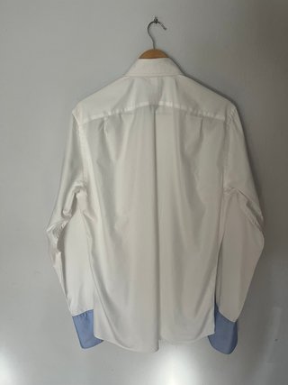 Camisa Hackett London Puño Francés Blanca Azul Tal
