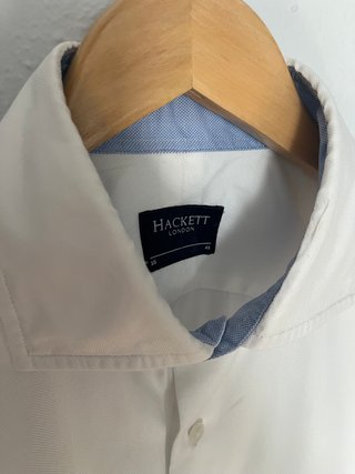 Camisa Hackett London Puño Francés Blanca Azul Tal