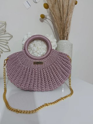 Bolso de crochet con asa redonda
