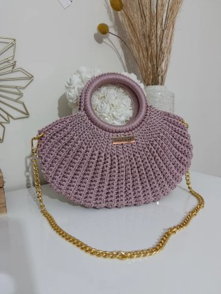Bolso de crochet con asa redonda