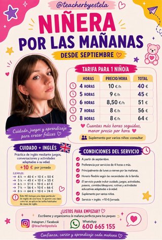 NIÑERA POR LAS MAÑANAS + INGLÉS