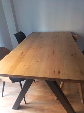 Mesa comedor madera 160x95 patas negras SIN SILLAS