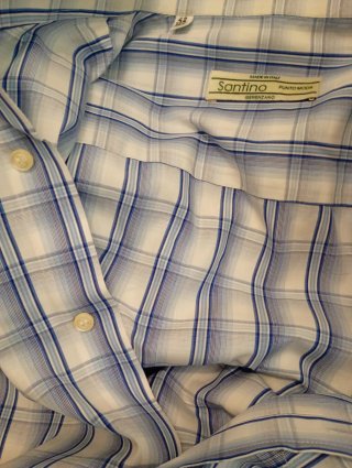 Camicia Santino 42 Elegante Estiva Blu/Bianco