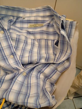 Camicia Santino 42 Elegante Estiva Blu/Bianco