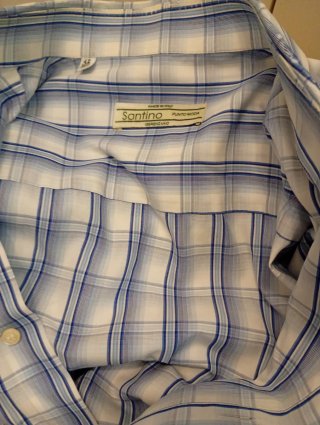 Camicia Santino 42 Elegante Estiva Blu/Bianco