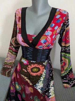 Vestido estampado Natura patchwork