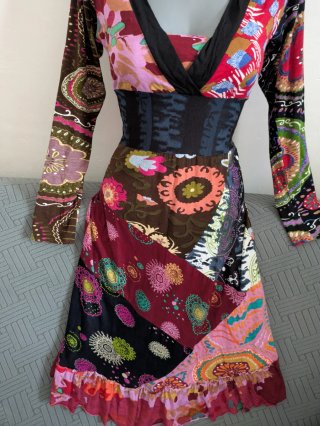 Vestido estampado Natura patchwork