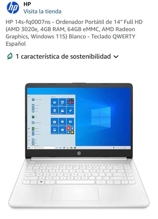 Portátil HP 14” 14s-fq0007ns | blanco
