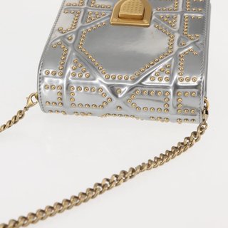 Christian Dior Chain Shoulder Bag Enamel Silver