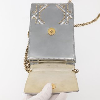 Christian Dior Chain Shoulder Bag Enamel Silver