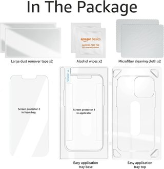 Amazon Basics - 2 Protezioni in Vetro Temperato per iPhone 13 / 13 PRO