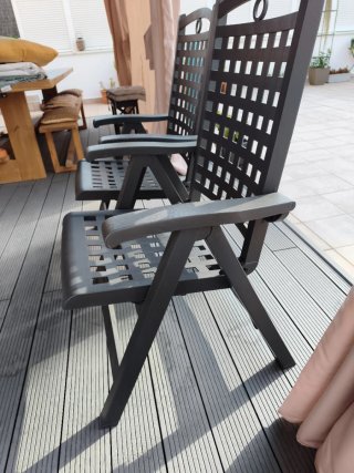 4 Sillas Reclinables Jardín Beige/Gris