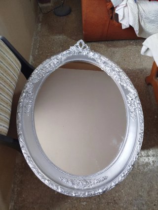 Espejo Vintage Madera Tallada Plata