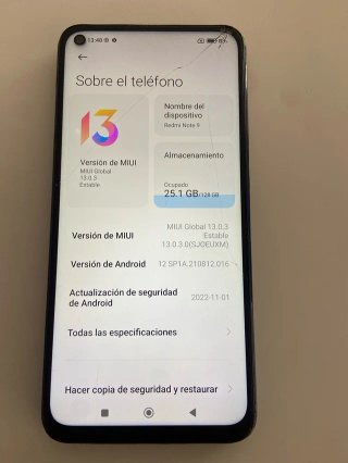 Móvil Xiaomi Redmi Note 9 (rotura esquina)