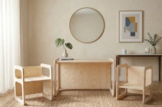 Mesa Montessori y 2 Sillas regulables Madera niños