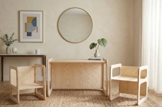 Mesa Montessori y 2 Sillas regulables Madera niños